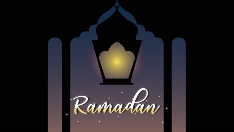 ramadan kareem lettering animation with lantern hanging