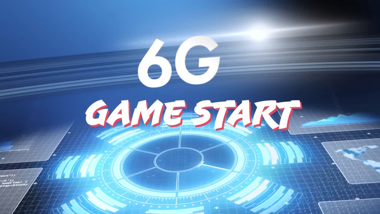 스크린과 함께 디지털 추상 공간에서 게임 시작 6g의 애니메이션