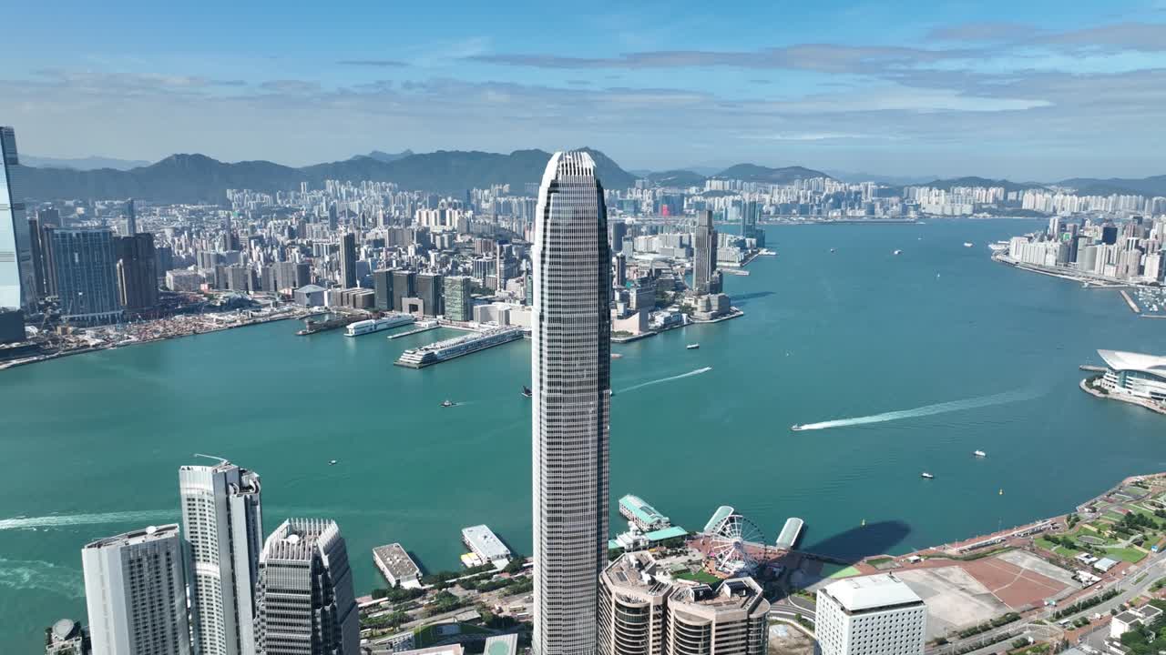 여름 날 에 홍콩 비즈니스 디스트릭트 의 공중 풍경