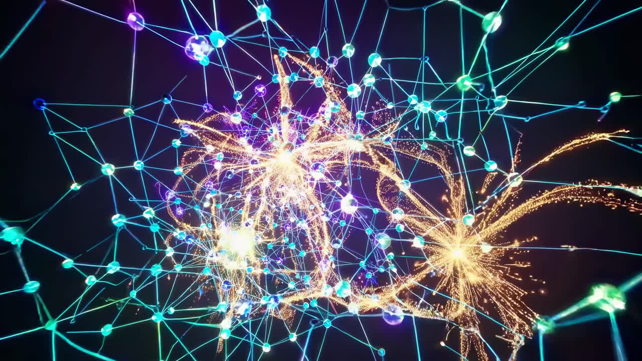 Abstract Network Fireworks Display