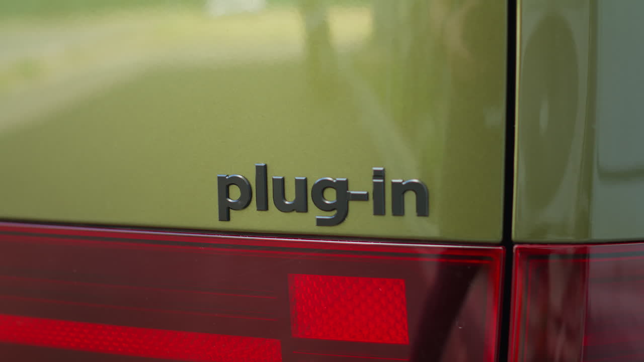 Close Up Shot Of Plug In Electric Vehicle With Rechargeable Battery Packs