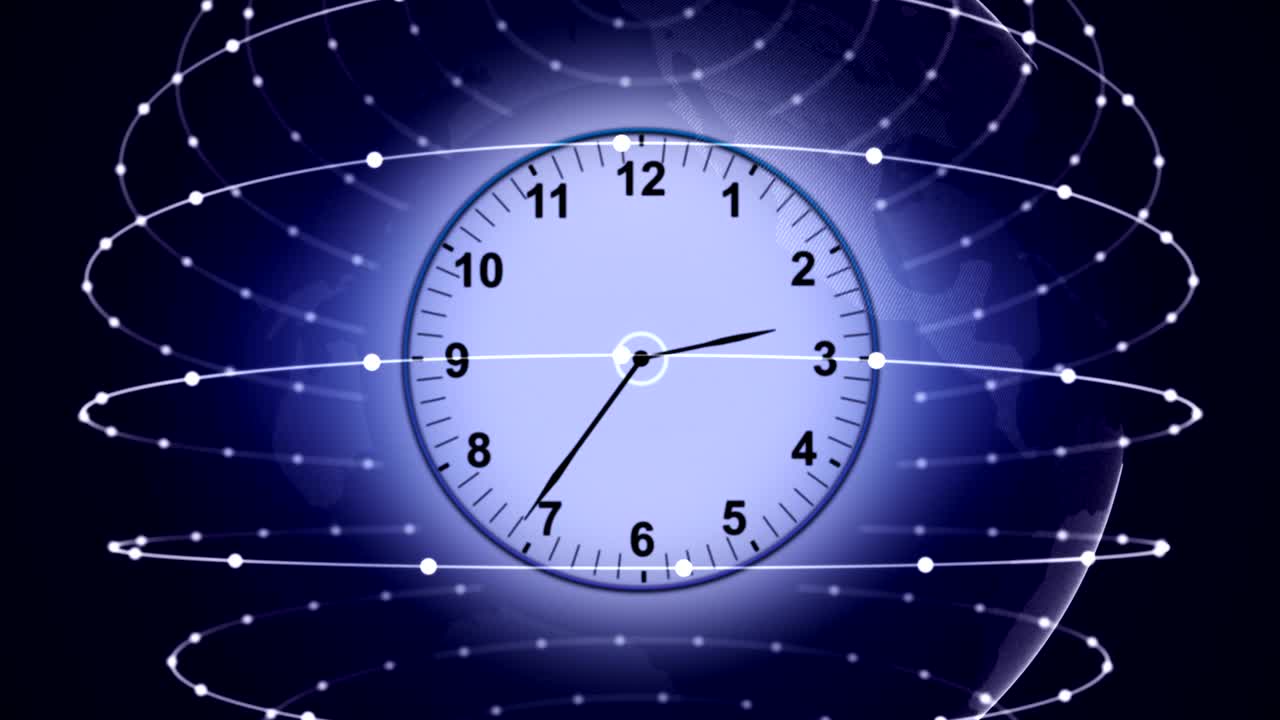 Clocks, Time Travel Concept in Fibers Ring, Rendering, Animation, Background, Loop