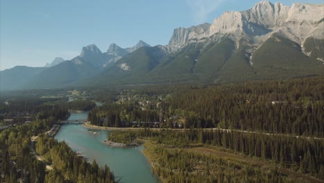 Clear-river-flowing-through-evergreen-landscape-of-British-Columbia