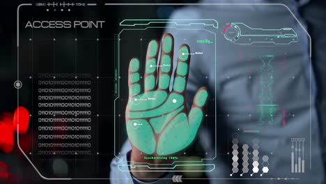 palm security system granted launch application after biometric checking closeup