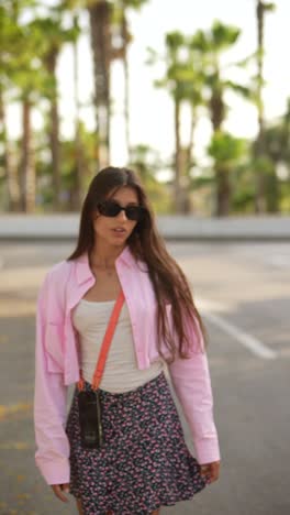 young woman in stylish summer outfit