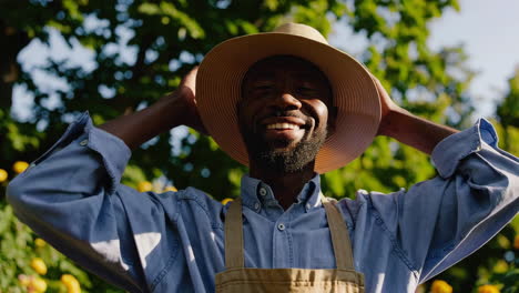 happy gardener in a flower garden