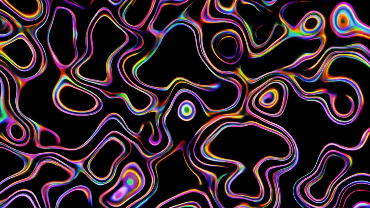 Abstract Iridescent Liquid Motion Background with Glowing Colorful Contours