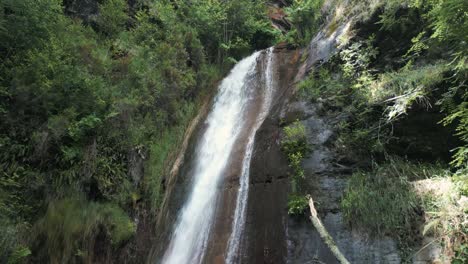 Flowing-Cascade-Of-Rexio-Waterfall-In-Lugo,-Spain---Drone-Shot