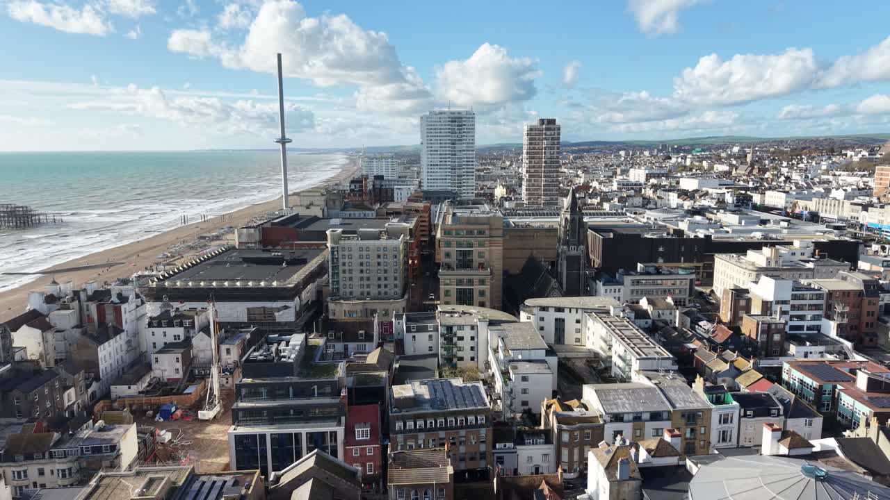 Seafront apartments and houses Brighton UK drone,aerial