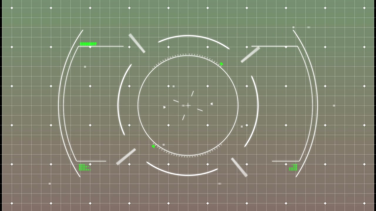 Animation of viewfinder with data on green background