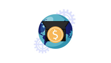 comercio electrónico de bitcoin con el planeta mundial y el portátil