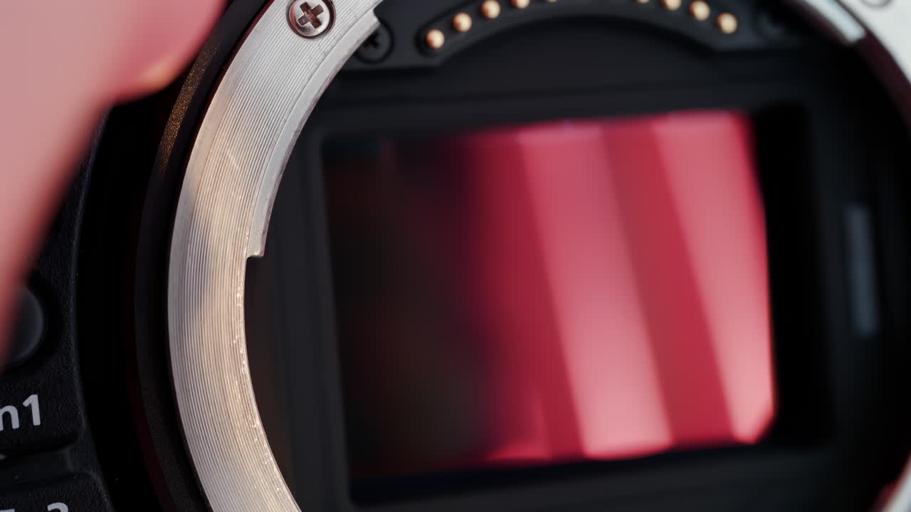 Close up view of a digital camera lens