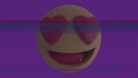 animación de iconos emoji de corazones sobre la pantalla con ruido