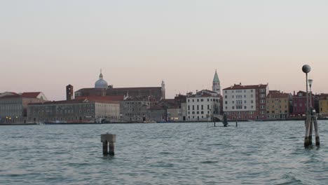 beautiful city of venice during sunset, view from moving boat