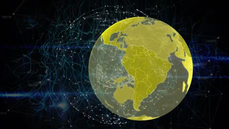 animación del globo y los puntos sobre los senderos de luz