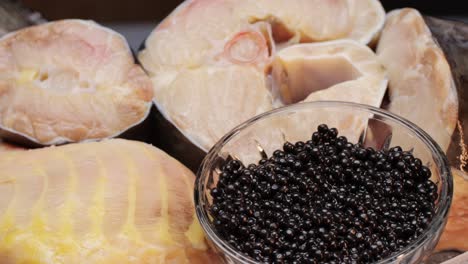 raw fish with caviar