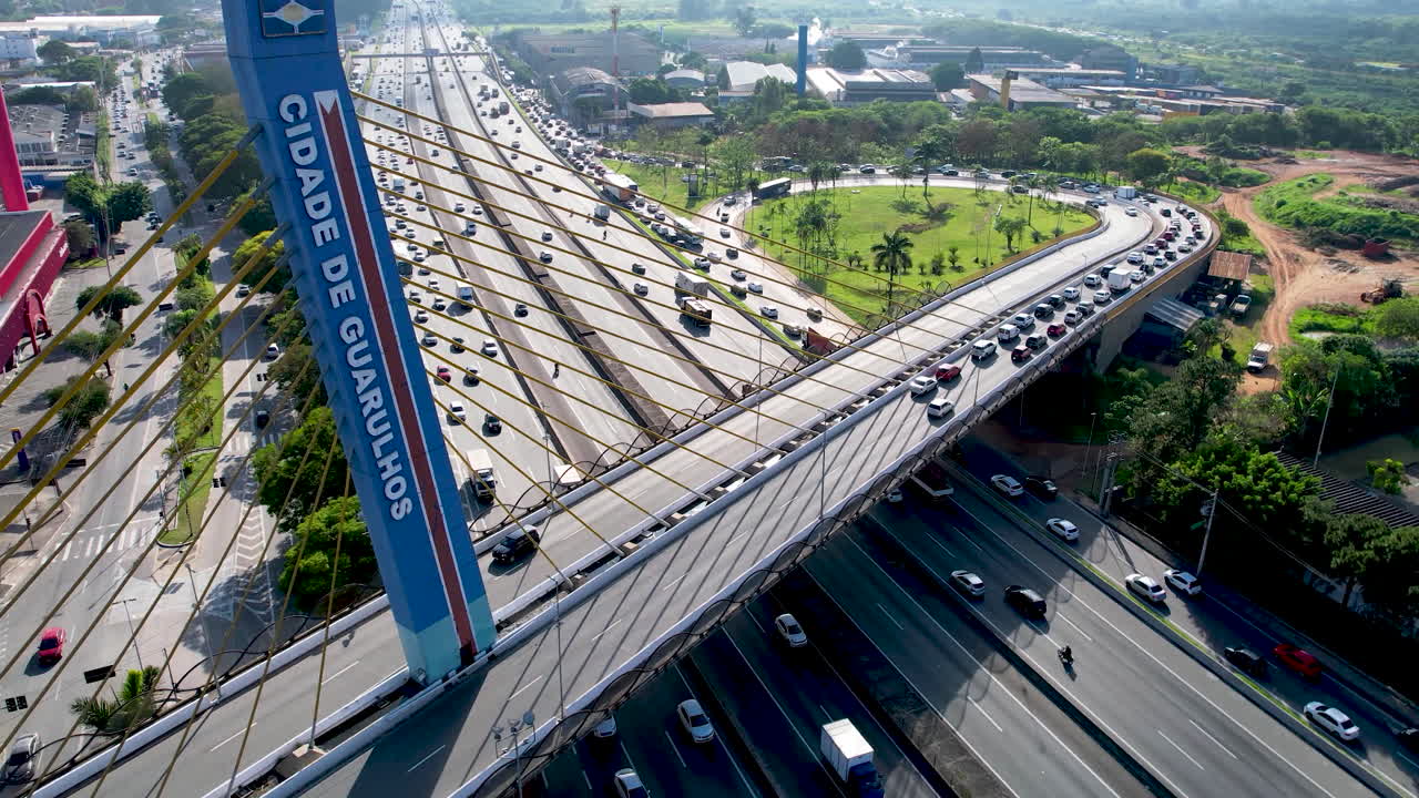 Cable Stayed Bridge At Guarulhos Sao Paulo Brazil Free Stock Video Footage  Download Clips Vehicles