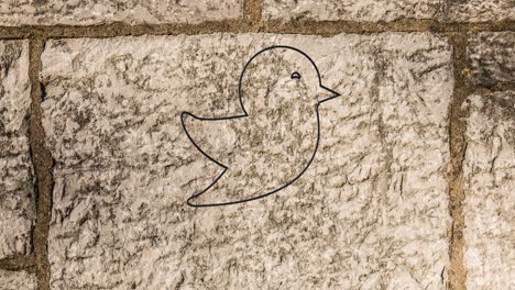 animación del icono de pájaro de neón brillante en la pared de ladrillo