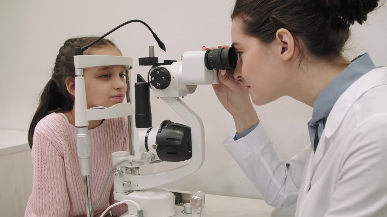 Little Girl At Optometrist Appointment