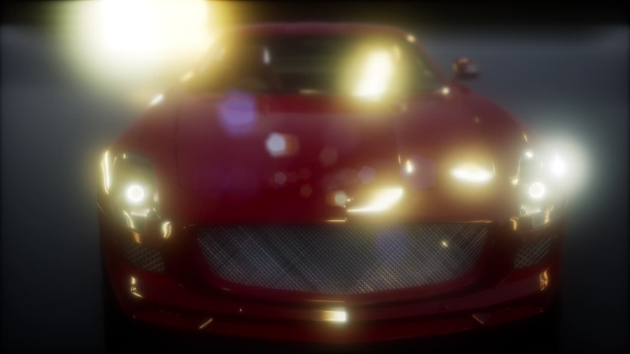 coche deportivo de lujo en un estudio oscuro con luces brillantes