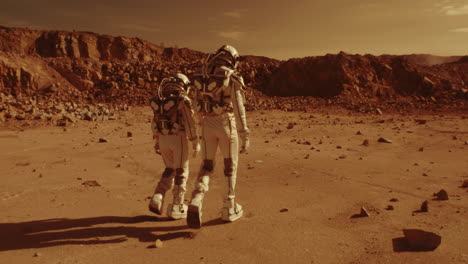 astronauts walking on mars