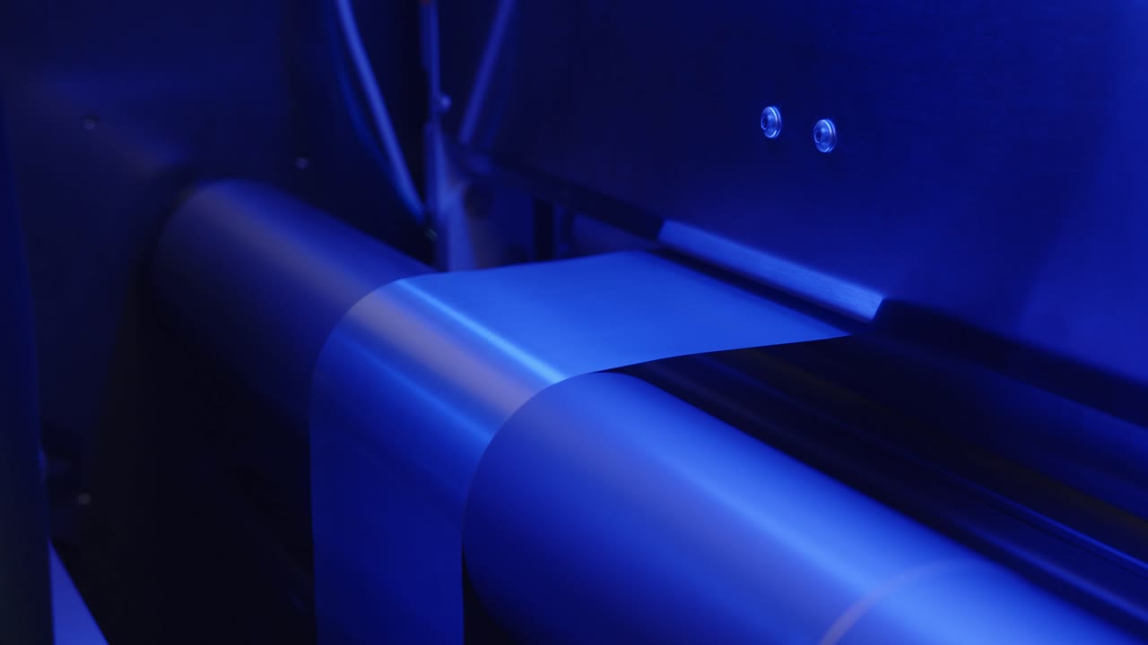 형형색색의 조명으로 켜진 커터 피더의 알루미늄 호일