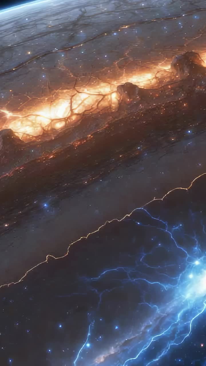 Vertical video: Opening equatorial fissure pulsing with energy ring and orb intensifying in space