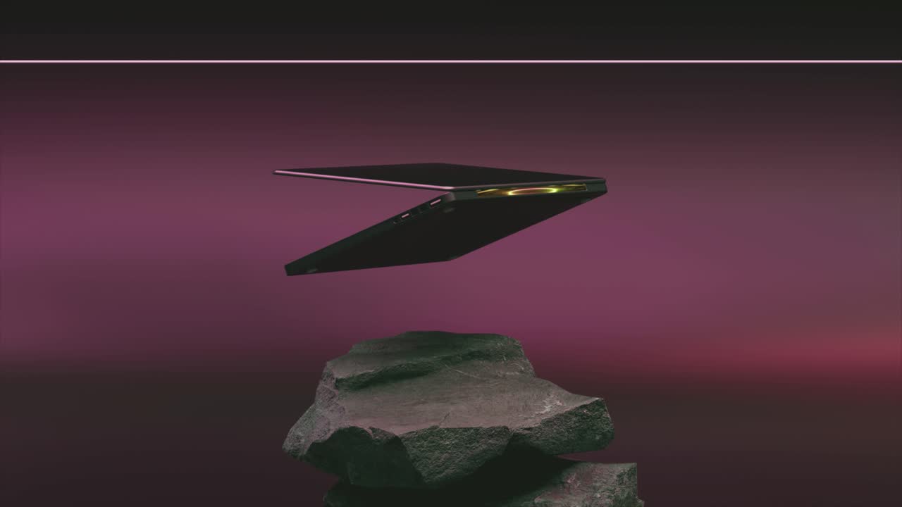 Floating Laptop on Rocks