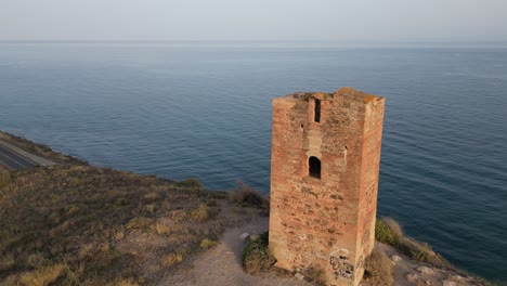 Experience-the-historic-Tower-of-Jaral-in-Almayate-Bajo-from-a-mesmerizing-drone's-eye-view