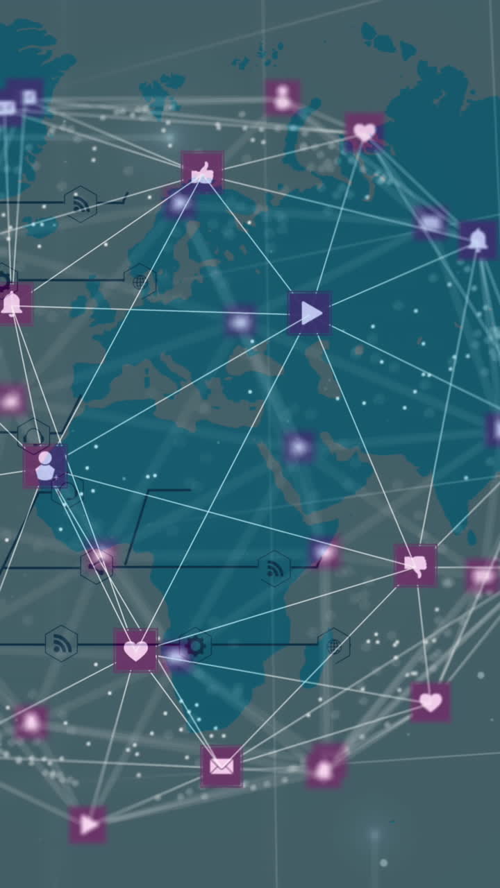 animación del globo de conexiones sobre el mapa del mundo