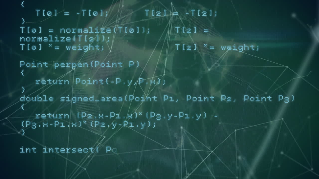 animation de réseaux de connexions et de traitement de données sur fond noir