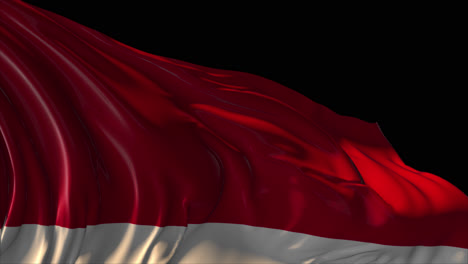 agitando la bandera de indonesia