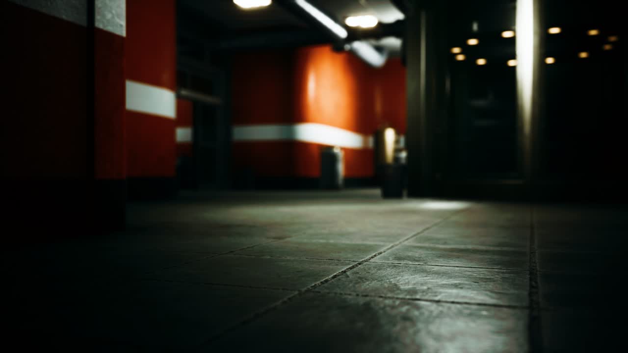 empty dark hospital laboratory corridor