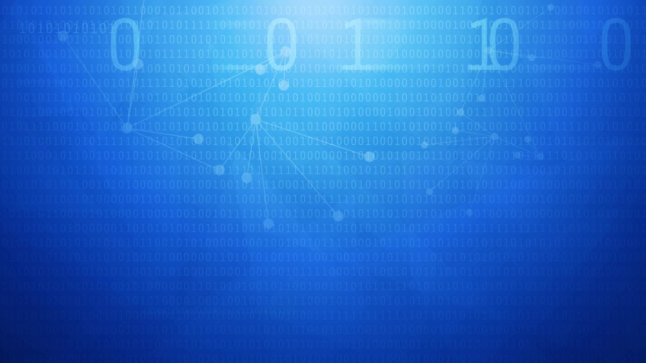 Abstract blue background with binary code, science, programming, internet, ai, digital world 4k footage