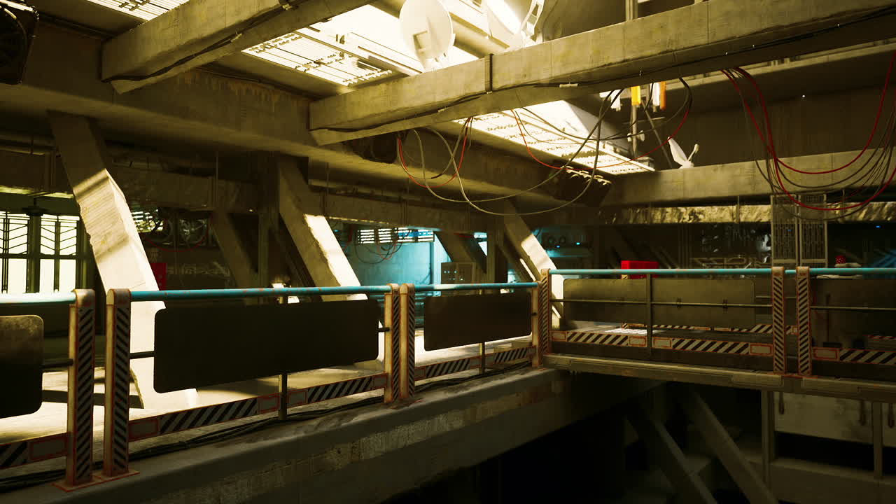 interior de un edificio futurista abandonado