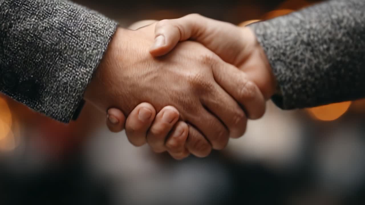 Close-up of a handshake between two individuals, symbolizing agreement and collaboration in a business or personal context, showcasing trust and partnership