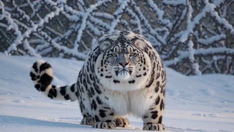 snow leopard in a snowy landscape