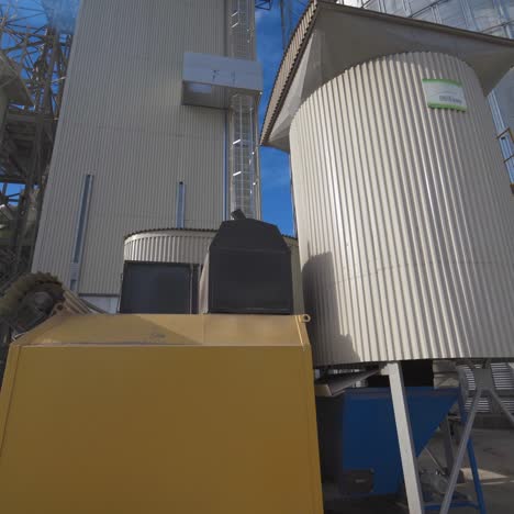 grain elevator for storage of agricultural crops. modern silos. close-up