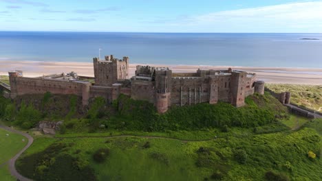 Aerial-footage-of-Bamburgh-Castle-in-summer