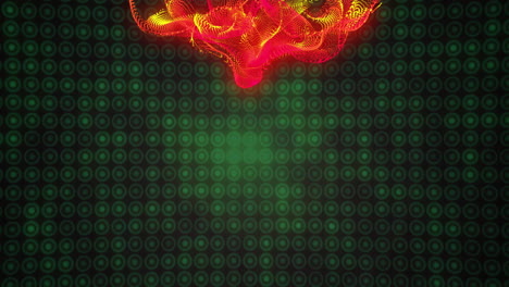 glowing brain animation over green binary code background