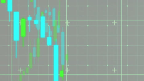 Animation-Der-Finanzdatenverarbeitung-über-Raster-Auf-Grauem-Hintergrund