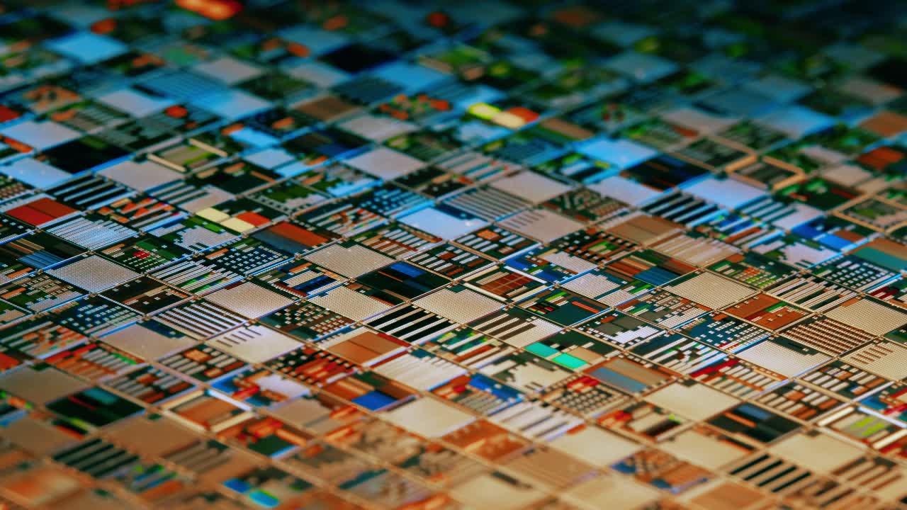Silicon semiconductor wafer with integrated circuit die mosaic pattern
