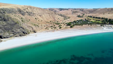 a panoramic drone shot sweeping from left to right showing rapid bay in south australia