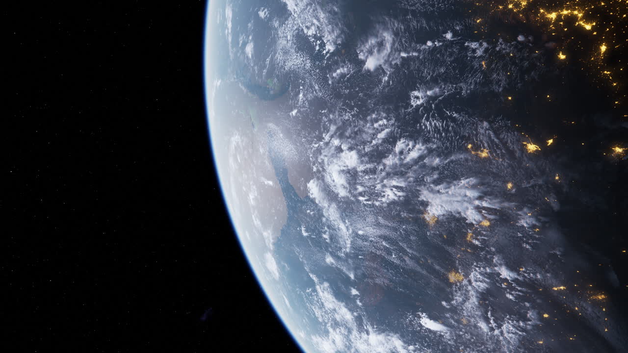 la tierra vista desde el espacio por la noche