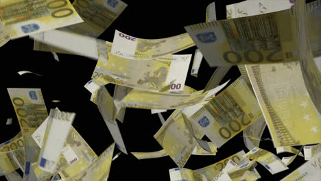 euro 200 banknotes falling animation