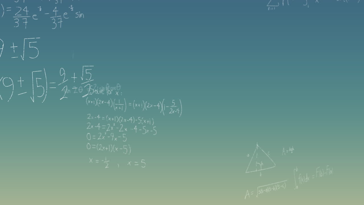 Animation of mathematical equations on blue background