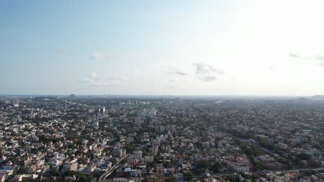 chennai city at sunrise with blue sky and city covered in the beautiful blue morning haze