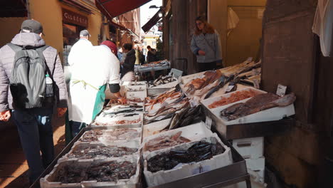 vibrant fish market scene in italy