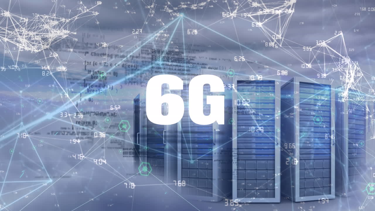 animación de 6g y conexiones a través de datos y servidores