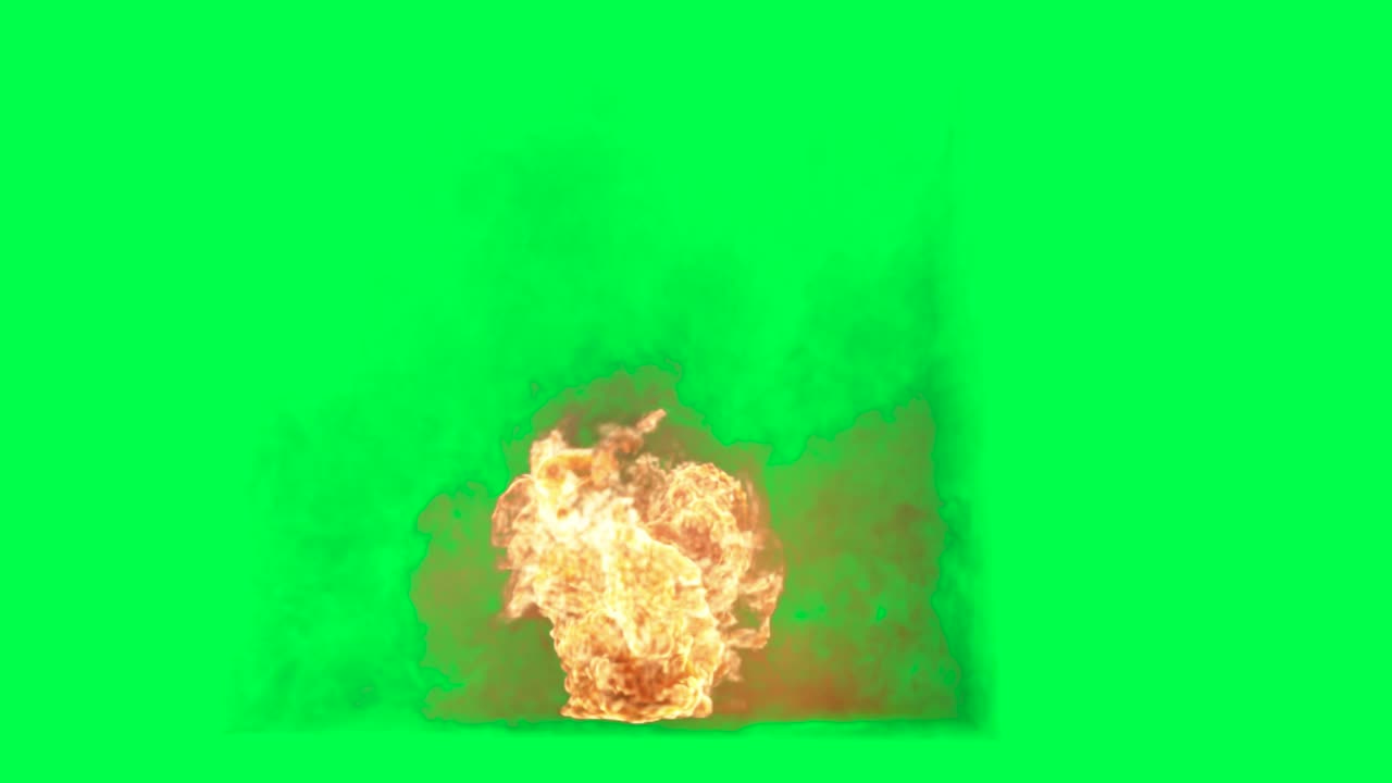explosión de fuego en pantalla verde